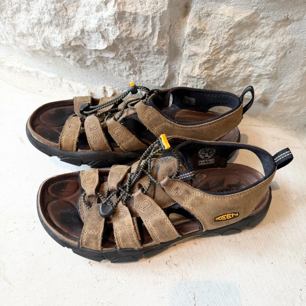 Keen Arroyo II Mens Brown Leather Waterproof Hiking Sandals Shoes SZ 10‎ 1003030